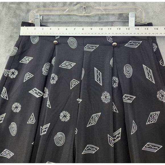 Vintage Leslie Fay Pants Womens 14 Black White Geometric Crop Wide Leg Culottes - Picture 8 of 12